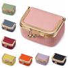 Solid Color Kiss Lock Coin Purse Genuine Leather Small Item Bag Leather Jewelry Bag  Earrings