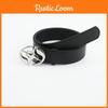 Buckle Smooth Waistband With Circular Center Cross Leather Pattern