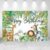 Cartoon Jungle Zoo Children's Birthday Party Decoration Photography Background Cloth Banner