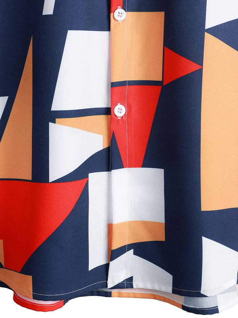 Summer Printed Shirt Men's Casual Shirt Short Sleeved Top