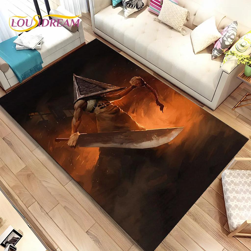Teppich mit Horrorfilmspielen von Silent Hill, Teppich für Wohnzimmer, Schlafzimmer, Sofa, Fußmatte, Dekoration, rutschfeste Bodenmatte für Kinder
