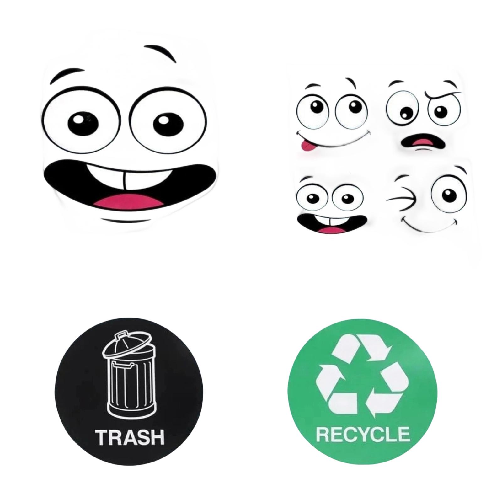 

Eco-Friendly Trash Can Face Sticker Set One Size