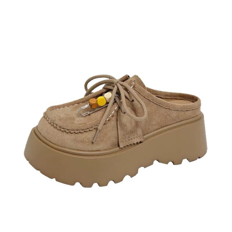 Thick-soled heightening bag head slippers for women's 2025 summer and autumn new models are small, comfortable, and good-looking Ken half slippers.