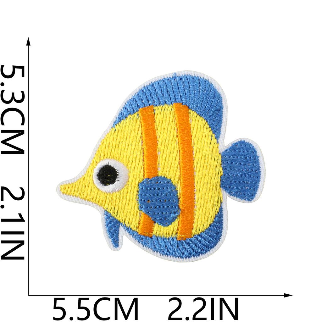 Ocean Party Embroidery Cloth Sticker Cartoon Shark Dolphin Embroidery Chapter Boy Children'S Clothes Dress Up Patch Sticker Hot Sublimation