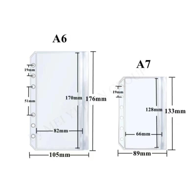 Clear PVC Loose Leaf Pouch Compatible with A5 A6 A7 Ring Binders Flat Pull Design for Easy Access Durable Plastic Material