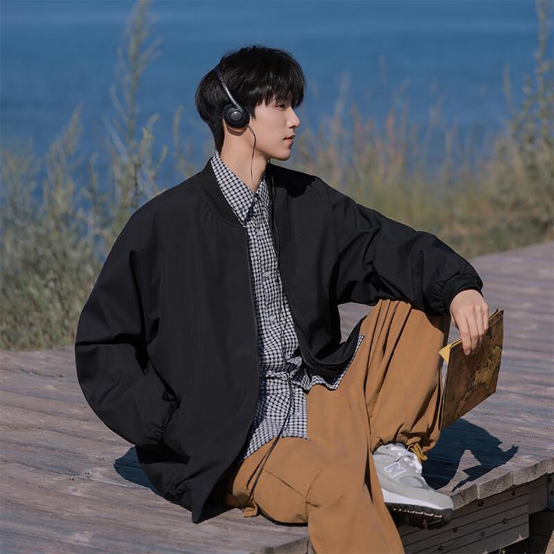 VUUG Men's Japanese Retro Casual Loose Baseball Jacket