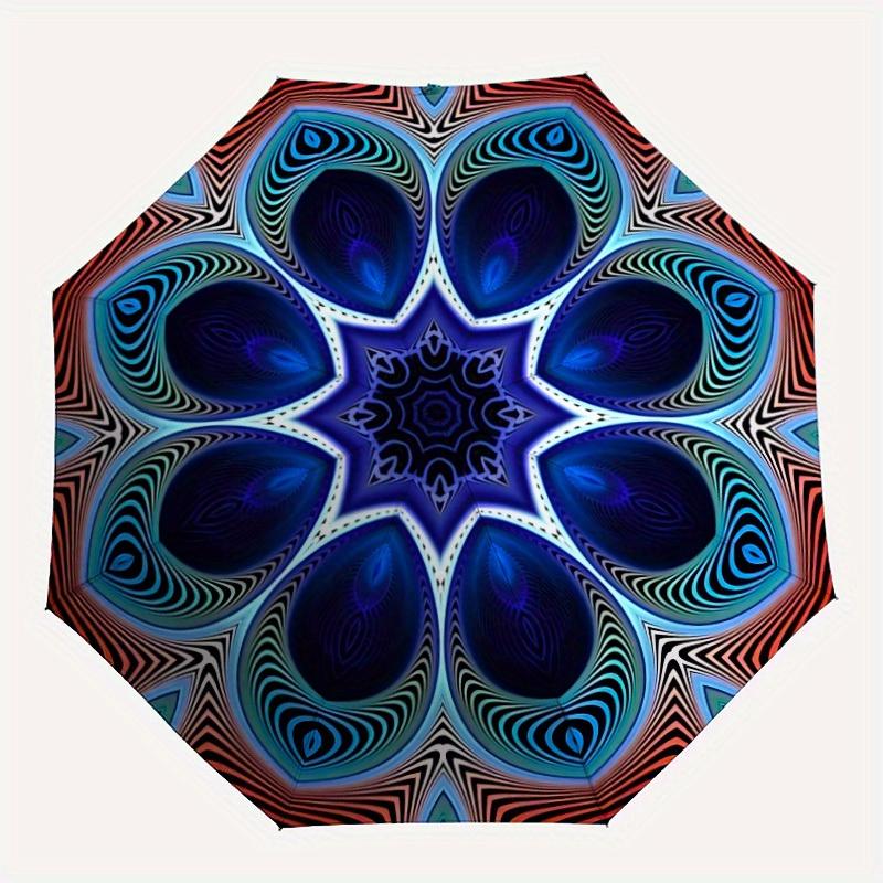 

1pc Kaleidoscope Pattern Automatic Open/close Folding Umbrella, Compact Portable Travel Umbrella, Durable Construction yy250804138