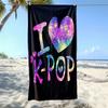 1PC Starry Sky I Love Kpop Print Beach Towel, Soft Absorbent Lightweight Microfiber Towel for Beach Party Travel Camping