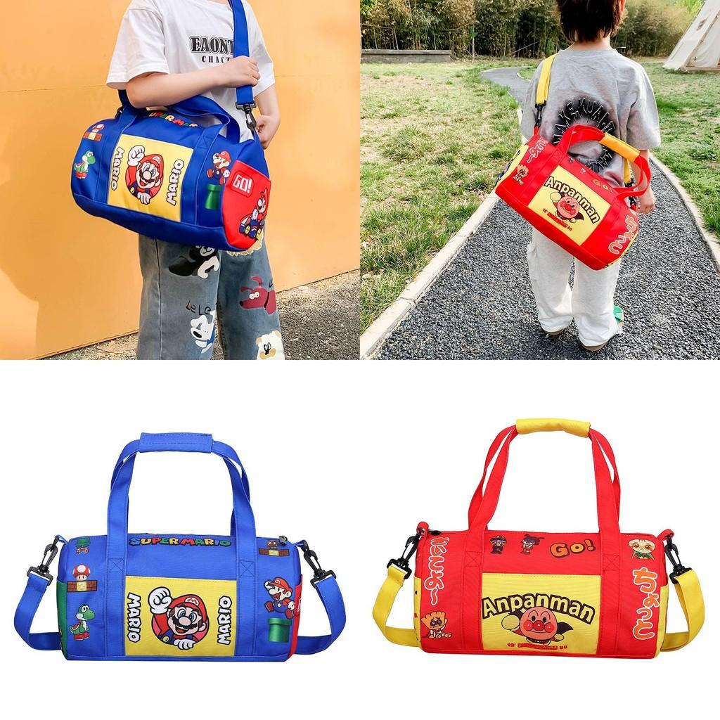 Super Kids Cartoon Mario And Anpanman Print Messenger Bag With Capacity High