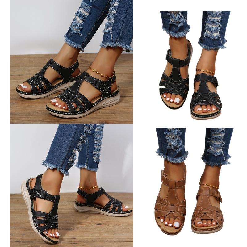 Grenzüberschreitende Mode im römischen Stil Vintage Damen-Sandalen mit weicher Sohle und bequemem Keilabsatz