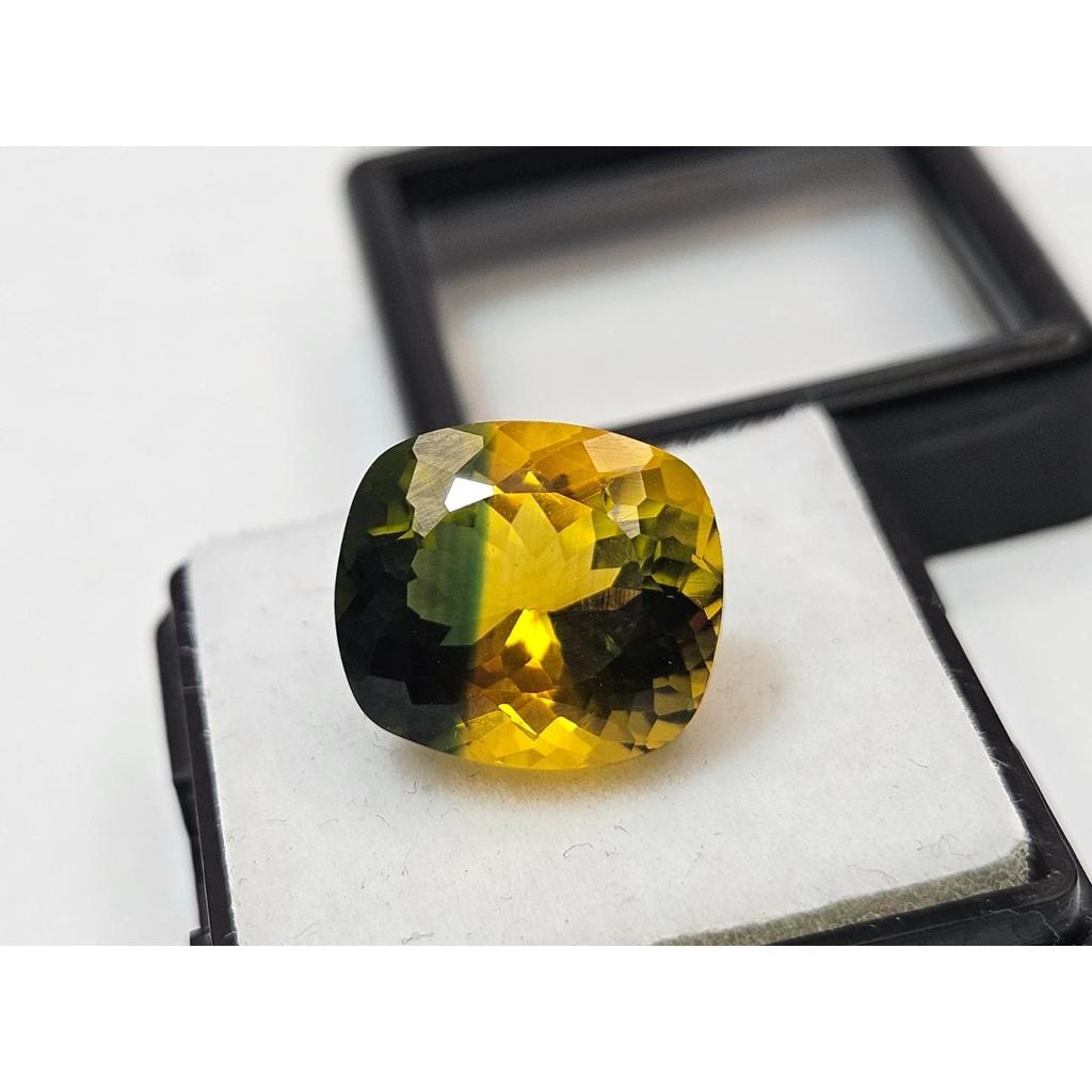 Stunning Natural Tourmaline Bi-Color 9+ Ct Cushion Cut Loose Gemstone