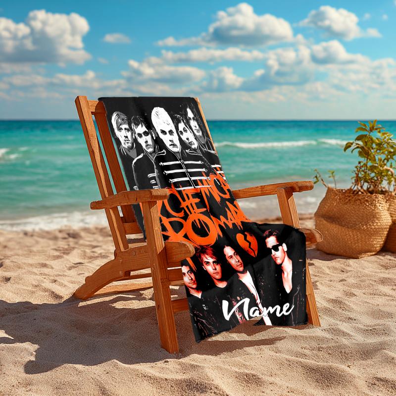 Personalized customized proof beach towel with My Chemical Romance pattern - soft, absorbent,quick-drying,perfect swimming,camping&bathing