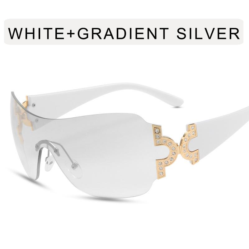 

New Joined Body No Borders Sunglasses Women Decorative Diamonds Sun Glasses Outdoors Lady Motion Eyewear Uv400 As shown in the figu