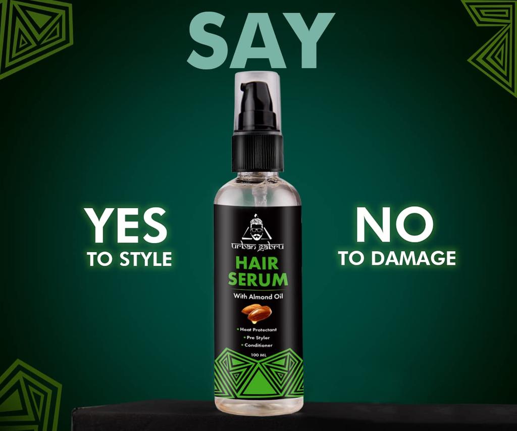 UrbanGabru Hair Serum for Men & Women | Heat Protectant | Pre Styler | Instant Shine & Smoothness | Soft & Silky Touch | 100 ml