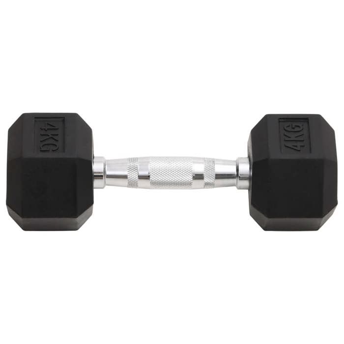 VidaXL Haltères 2 pcs 8 kg Total Fonte, ensemble d'haltères, haltère hexagonal, plaque de poids, barre de poids, poids libre 93600