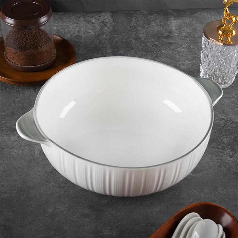 ZISIZ 10.5-inch Double-Handled Ceramic Soup Bowl