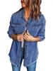 Women's Oversized Distressed Denim Jacket - Casual Long Sleeve Shirt for Spring 2025