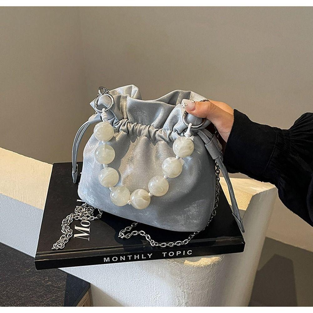 Bead Drawstring Bag Hanfu Handbag Pu Bucket Bag Fashion New Chinese Style Bag  Ladies/Girls