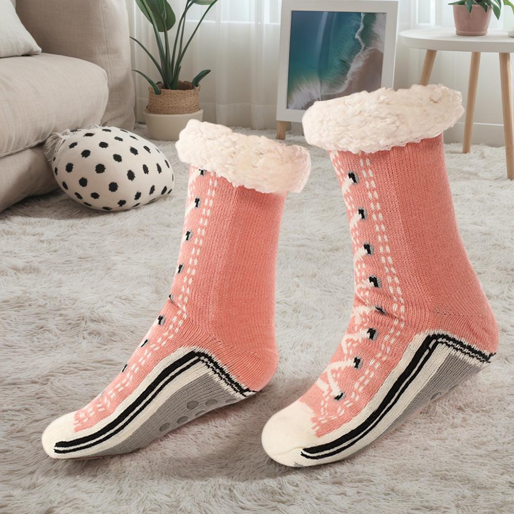 Thermal Plush Socks Fluffy Home Socks Comfortable Soft Work Socks Shoe Style Winter Socks Shoes for Living Room Bedroom