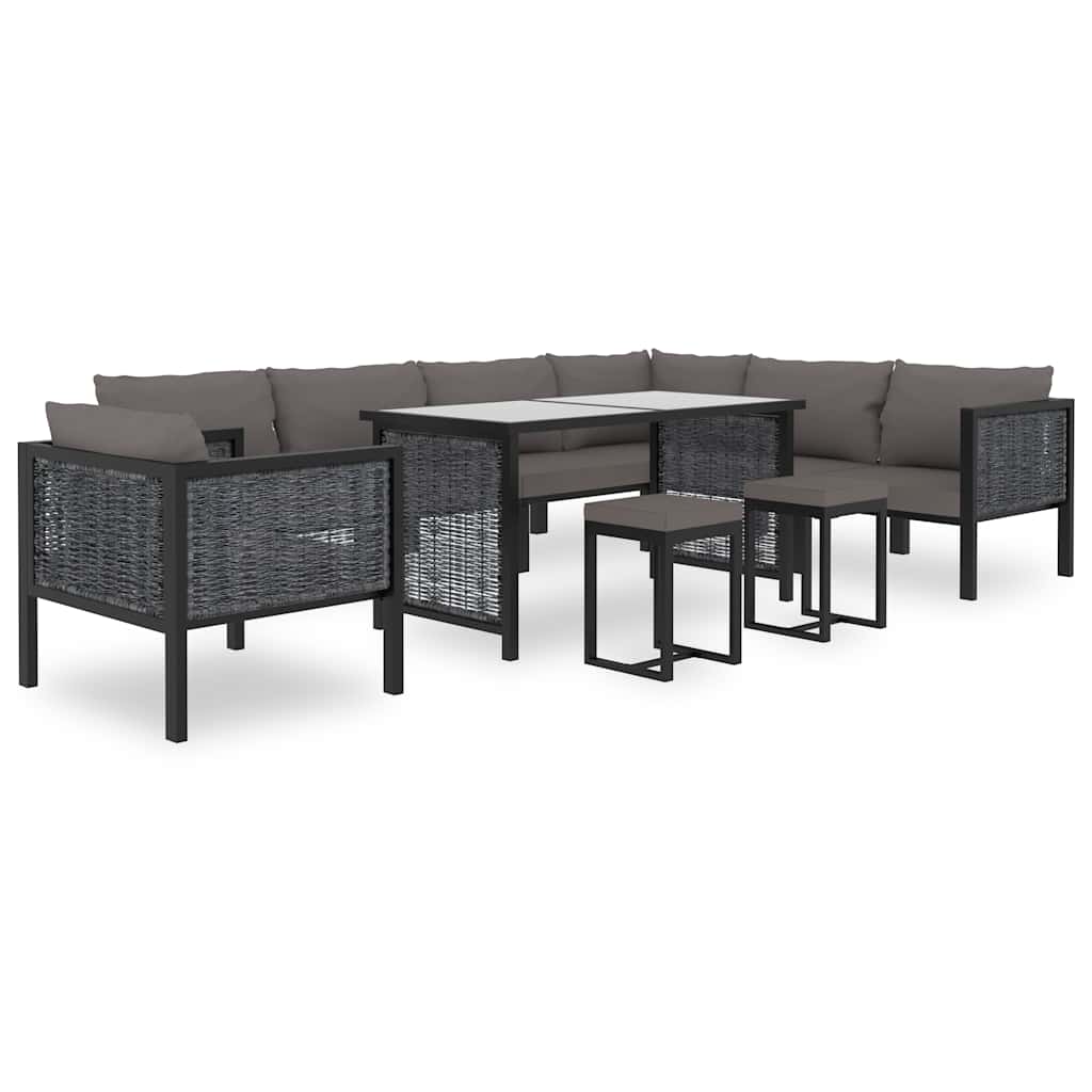 Corner Sofa Module with Left Armrest Poly Rattan Anthracite