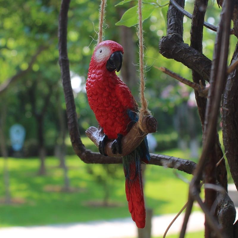 1Pcs Creative Swing Parrot Resin Micro Landscape Ornaments Fairy Garden Miniature Figurines Tree Hanging Bonsai Home Decorations
