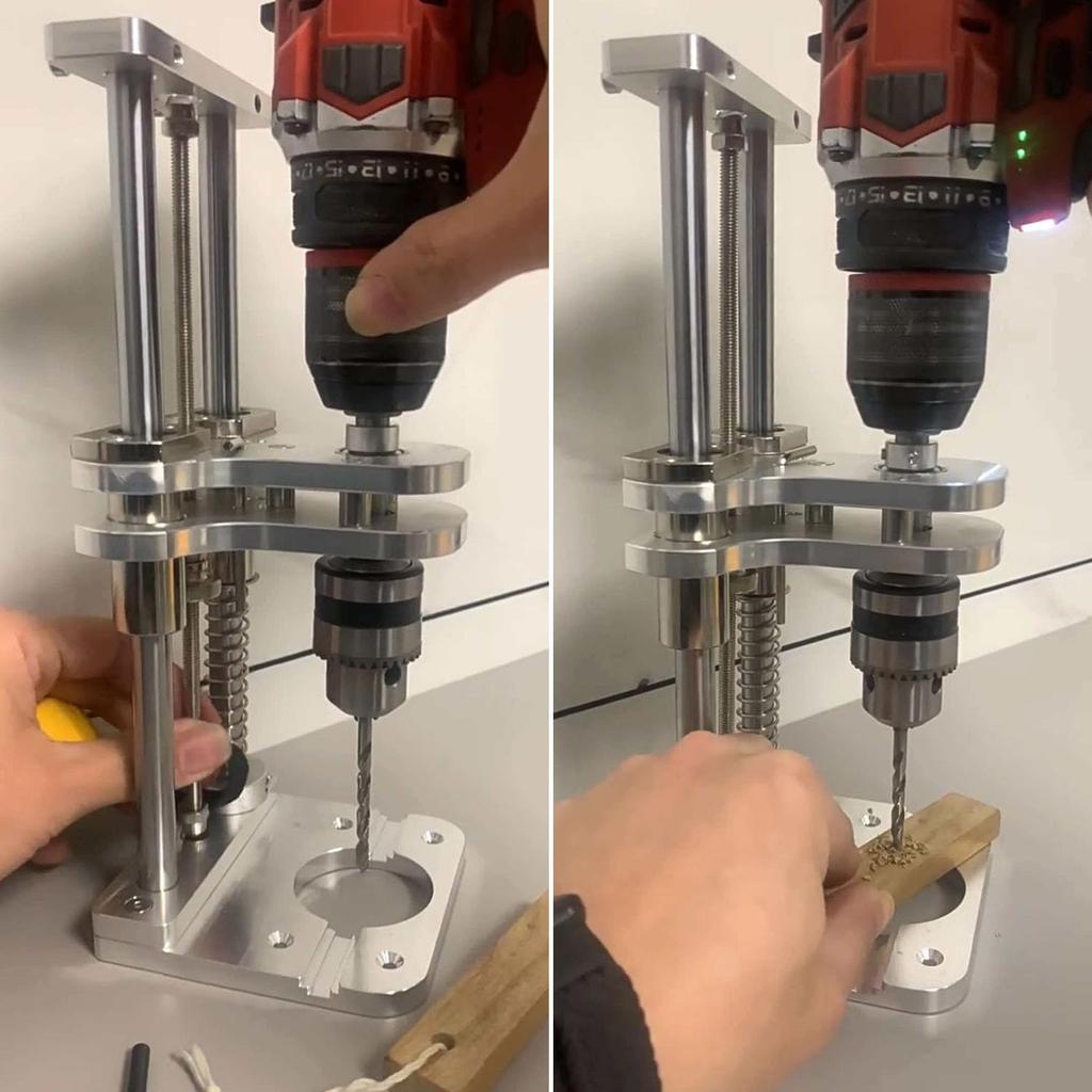 Bohrständer Vertikaler Bohrführer Multifunktionaler Bohrständer mit hoher Präzision Dübelloch-Befestigung CNC-gefräste Aluminiumlegierung Doppelplatte Kompatibel mit