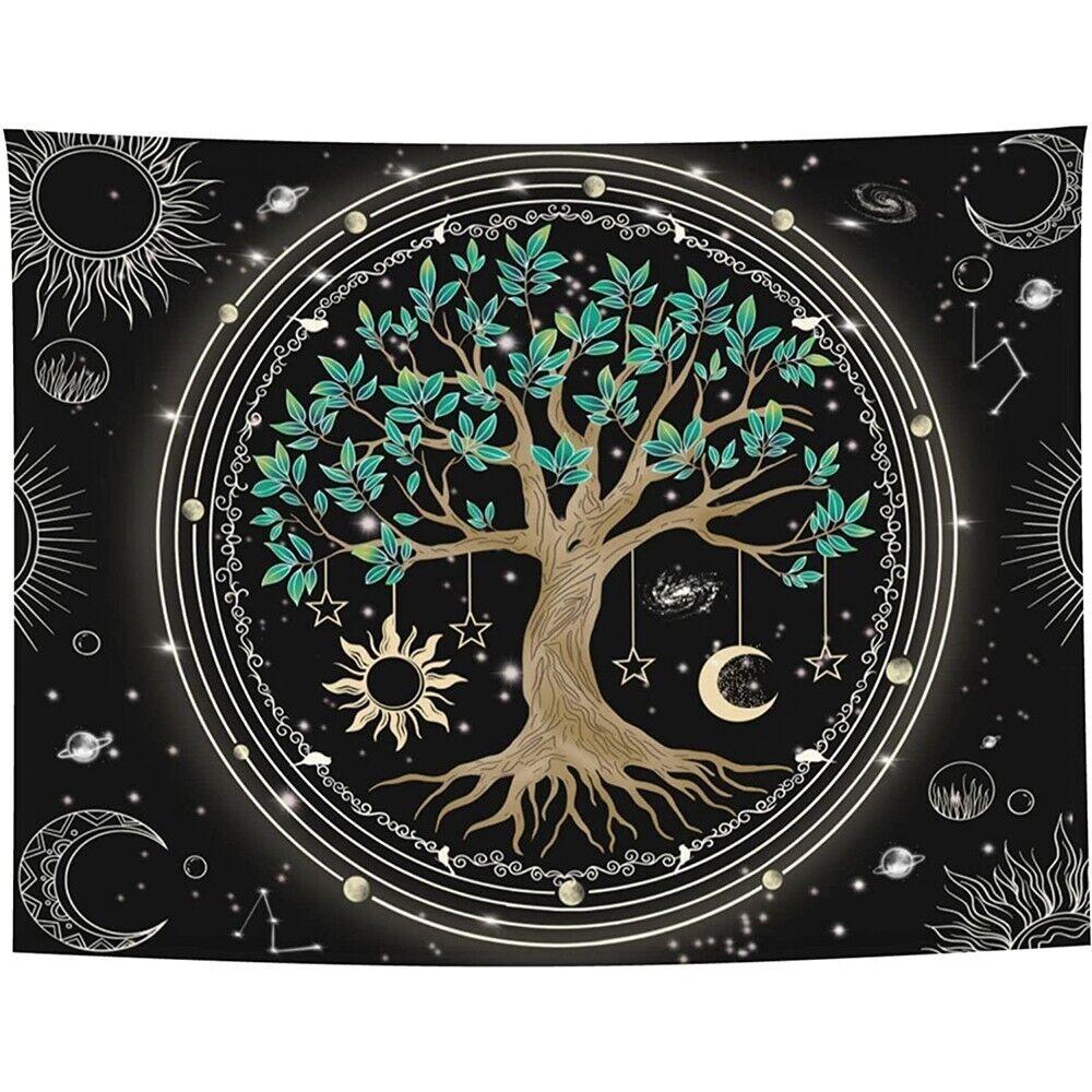 Green Tree of Life tapestry 75x100
