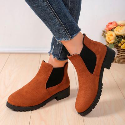 Fashion 2024 Women's Winter Shoes Cow Suede Ankle Boots Chelsea Thick Sole Boots Black Women's Autumn Fashion Thick Sole Short Boots