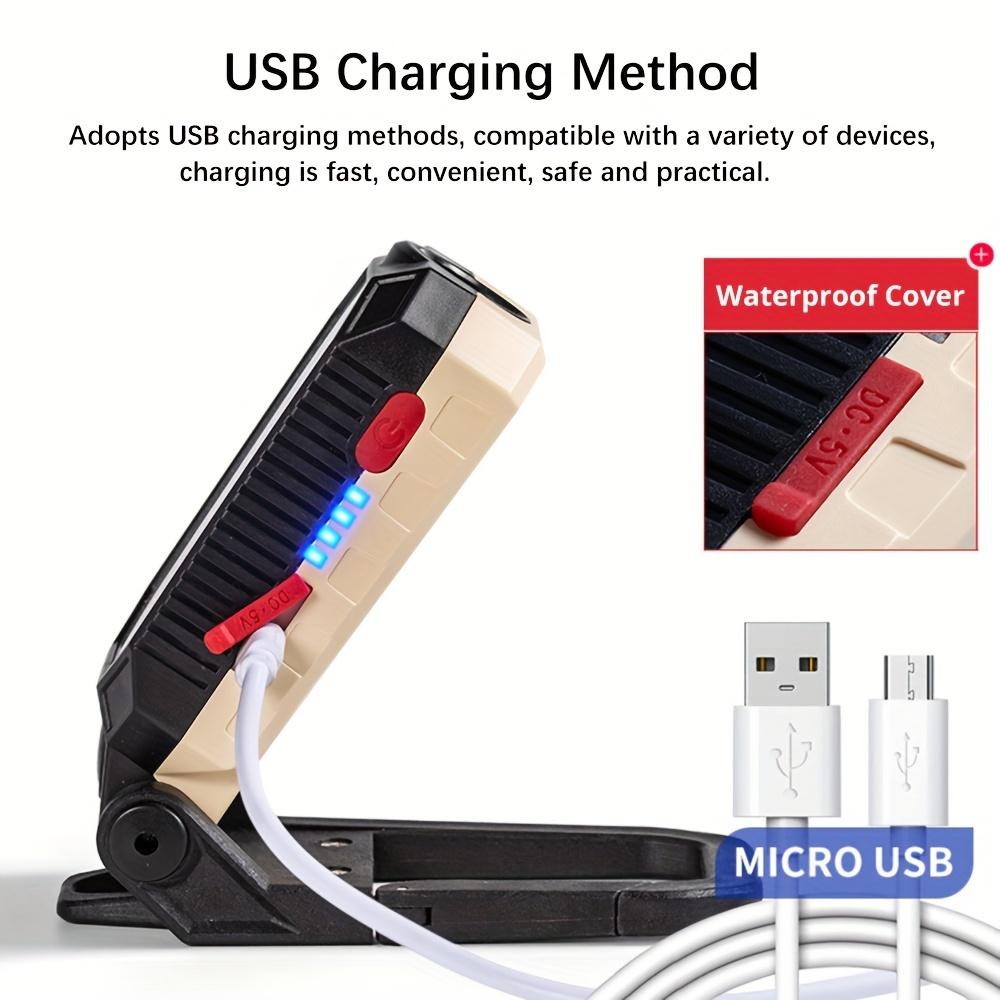 Lampă de lucru COB reîncărcabilă prin USB, lanternă LED portabilă, lanternă de camping rezistentă la apă, cu design cu magnet reglabil, cu afișaj de putere, lanternă multifuncțională