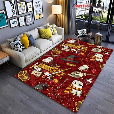 3D Magic Props Pattern Magic Hat Wand Floor Rug Carpet for Living Room Bedroom Sofa Mat Kitchen Doormat Non-slip Floor Mat Gift