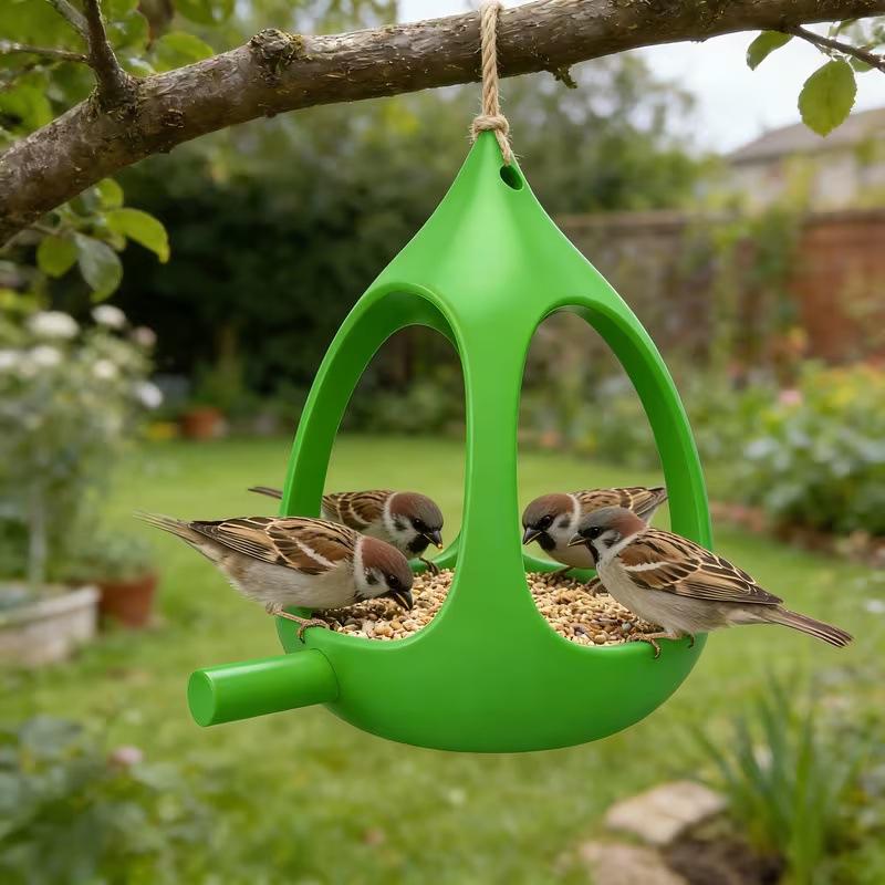 

Plastic Bird Feeder House Water-Resistant Rain-Resistant Feeding Station Birdhouse Hanging Bird Feeder Under-Eaves Use зелёный