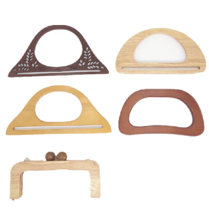 Haomeng Stylish Round Handbag with Solid Wood Handle Clasp