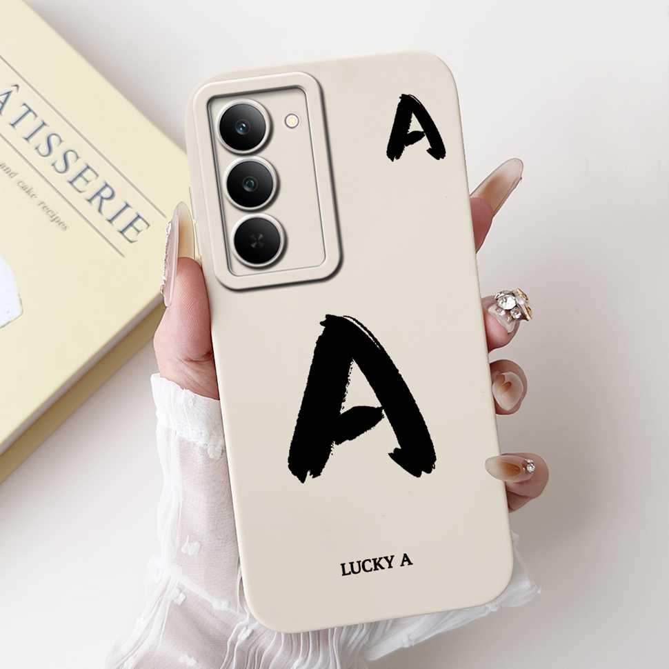 For Oppo Realme 14x 5G RMX3940 Case Popular Letter A-Z Pattern Soft Silicone Cover For Realme V60 Pro 5G Shockproof Phone Shell