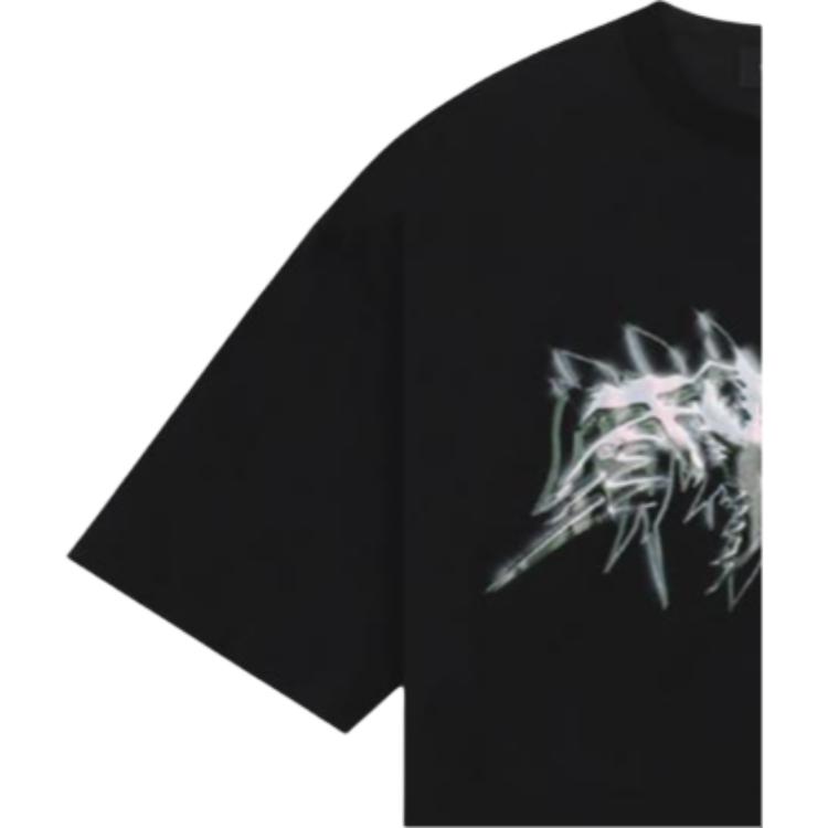 WE11DONE Ss23 Rundhals Bedrucktes Brustmuster Pullover Kurzarm T-Shirt Unisex T-Shirt Schwarz WD-TT1-23-822-U-BK