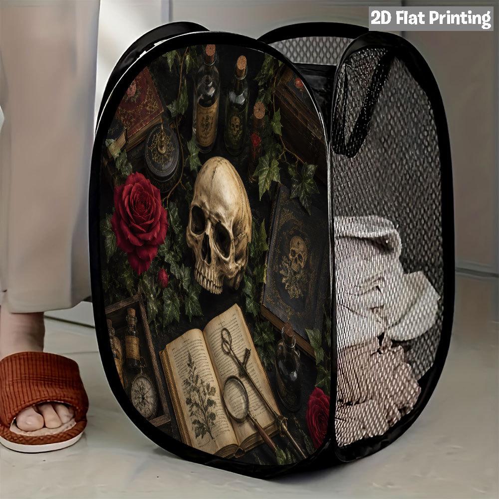 1Pcs Halloween Series 4 Pop-Up Laundry Hamper Expandable Mesh Hamper Basket for Room Bedroom Bathroom Organization Contemporary Storage
