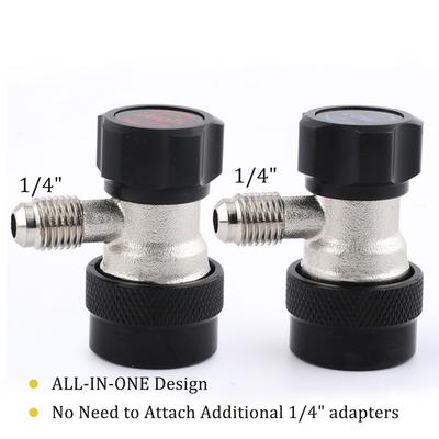 R134A NEW A/C AC Compressor R-134A Manual Quick Coupler Adapter Air Condition 1/4 SAE Connectors Accessories