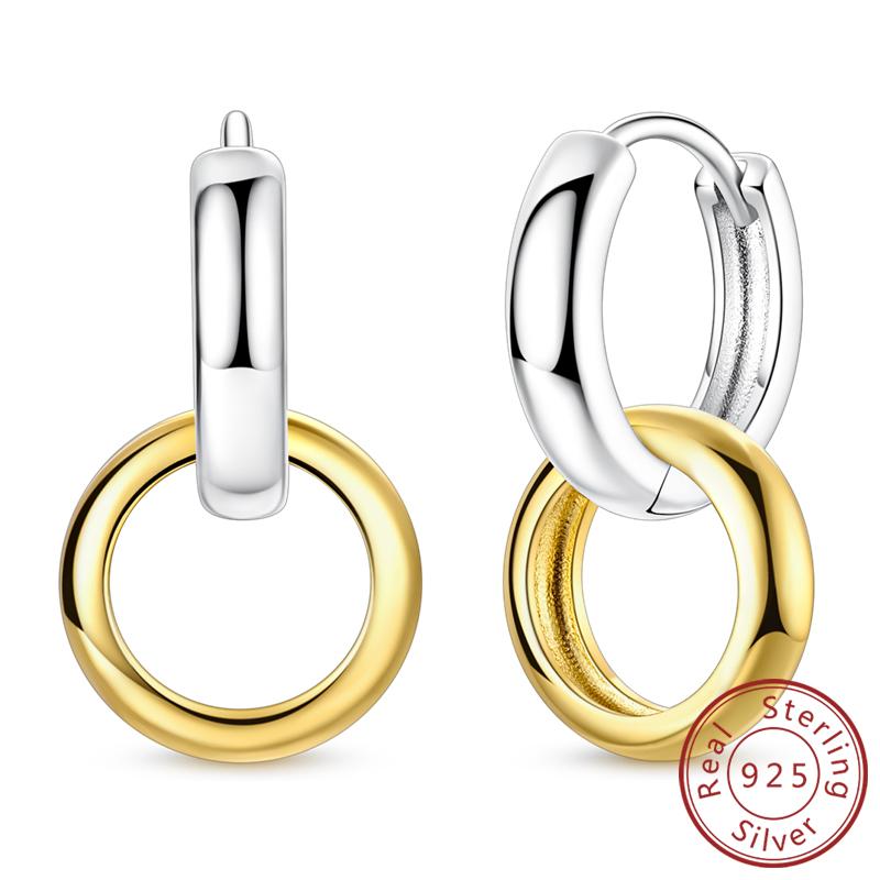 Earrings Original 925 Silver Stud Drop Hoop Earrings Rose Gold for Women Girls Party Wedding Birthday Jewelry Gift