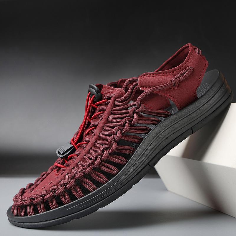 2025 foreign trade men's new new color woven sandals fashionable casual couple sandals comfortable and breathable outdoor sandals