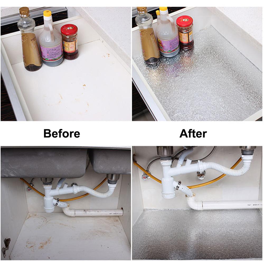 1 m/Rolle Küchenrückwand-Tapetenaufkleber, selbstklebende Aufkleber aus Aluminiumfolie, ölbeständig, wasserdicht, Küchenherdaufkleber