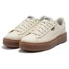 PUMA Women's Beige Basket Platform Canvas Low Top Sneakers 399251-02