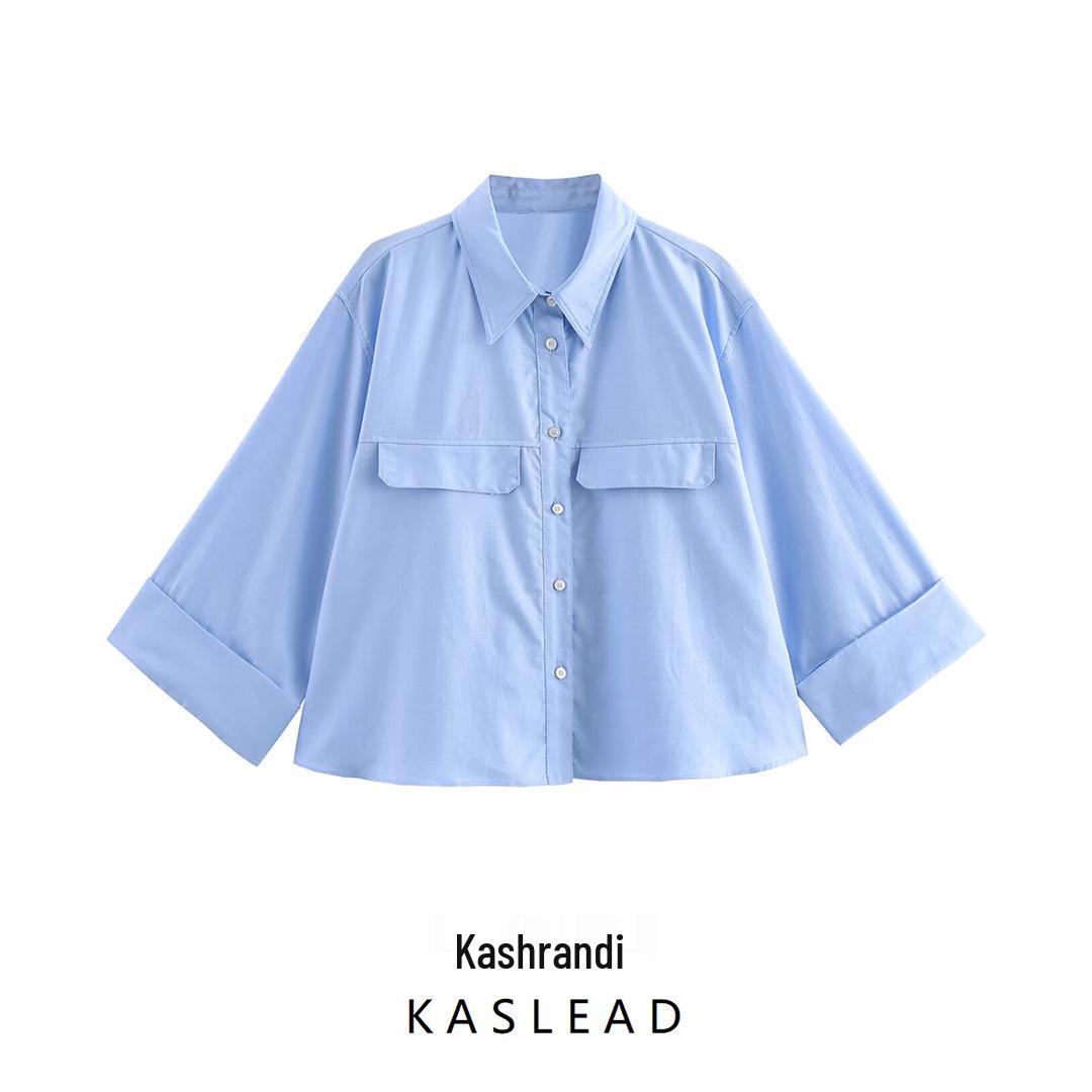 

Spring 2025 Women s European & American Style Long Sleeve Turn-Down Collar Shirt XS