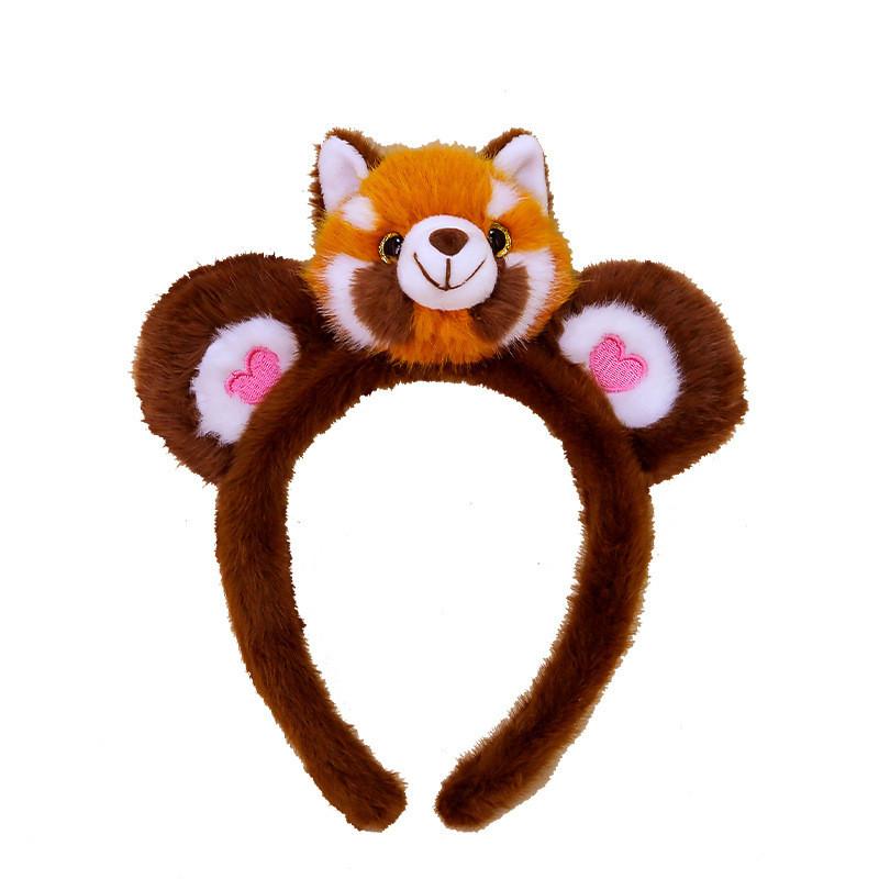 Panda Plush Red Animal Hair Accessory With Cotton Filling For Gift And Dress Up