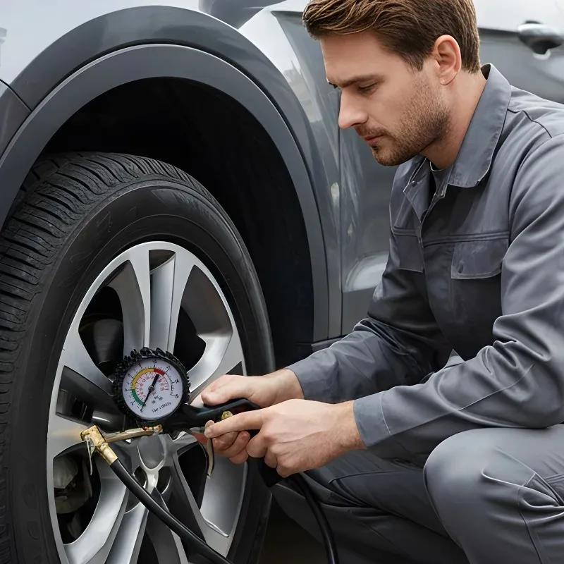 Air Compressor Pump Tool Multi-function Tire Pressure Monitor Car Motorcycle Tire Pressure Gauge 3in1 Dial Gauge Inflator Tester