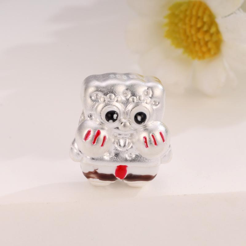 3D Sterling Silver 999 SpongeBob Bead for DIY Braided Rope