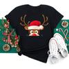 Funny Santa Claus with Christmas Elk Print Women T Shirt Casual Short Sleeve O-Neck Red Tshirt Ladies Y2k T-shirt Female