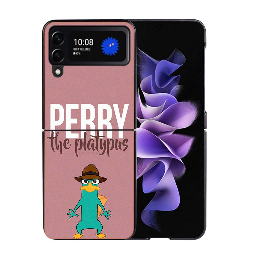 

Cartoon Perry The Platypus Phone Case For Samsung Z Flip 7 6 5G Galaxy Z Flip4 Z Flip5 Z Flip3 Coque Black Hard PC Shell Protect Samsung Z Flip