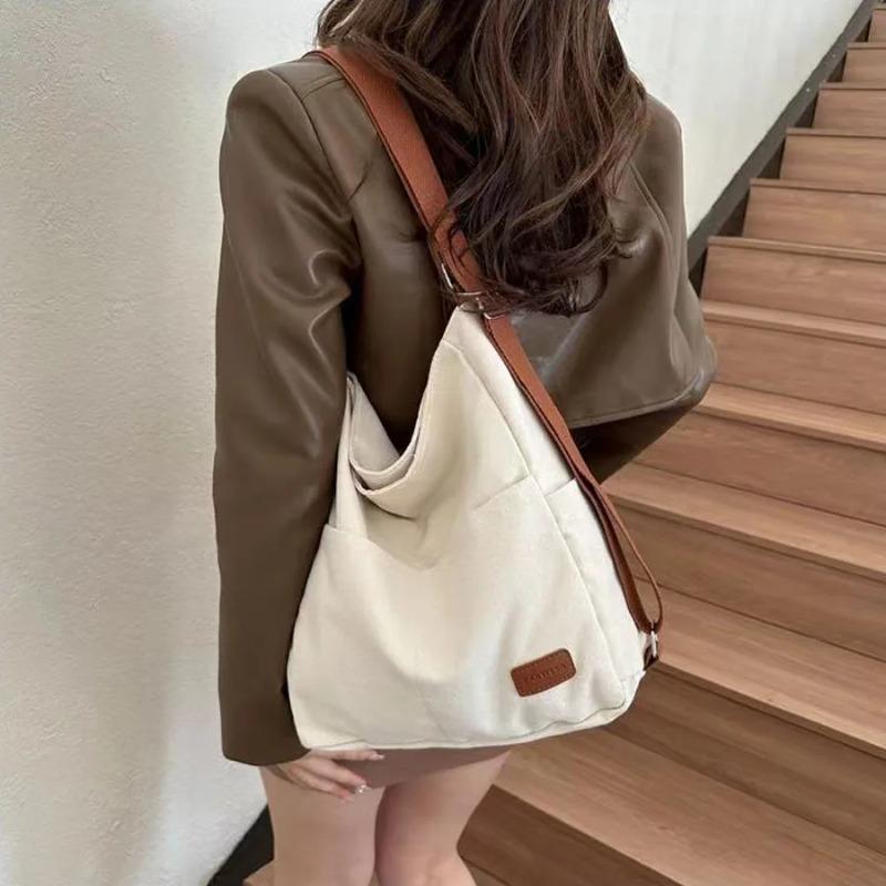 Large capacity three purpose canvas bag, women's new commuting single shoulder crossbody bag, student class double shoulder tote