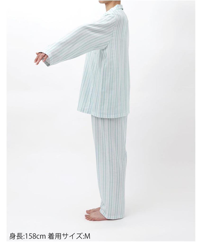 EP8070 Long Sleeve Pajamas with Cotton Double Gauze Wing/Wacoal Women's Pants, 100% (Body),