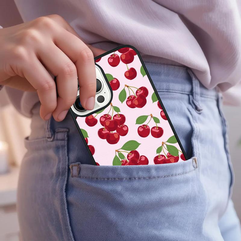 Pink Cherries Cherry Strawberry Phone Case For iPhone 17 Air 15 16e 14 13 Pro Max Coque 12 11 Pro Max PLUS Cover