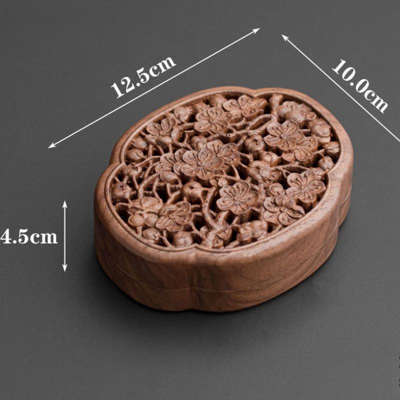 Incense Box/wooden New Chinese Carved Three-dimensional Hollow Pattern Indoor Desktop Placement Decoration Religious Supplies